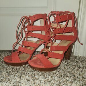 Michael Kors Sofia Platform Sandals Size 9 - Dusty Red Suede
